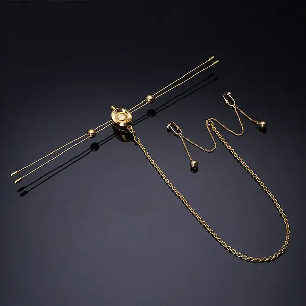 Vibrating Nipple Clamps Double Bar Chain Set Adjustable