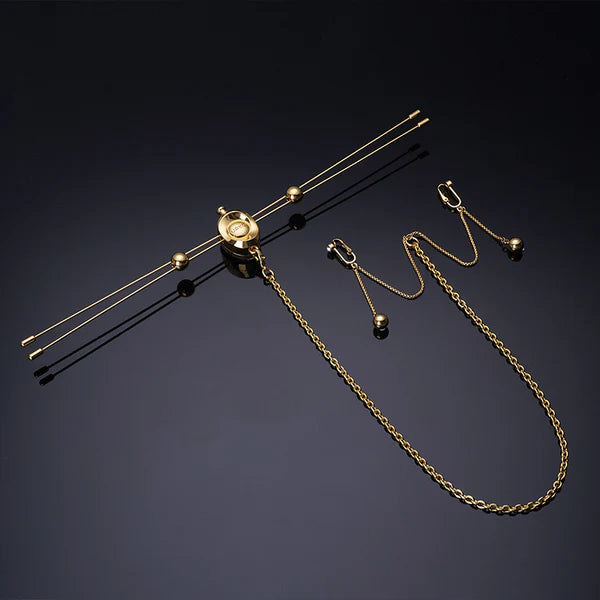 Double Bar Vibration Nipple Clamps and Clitoral Chain Accessories Set