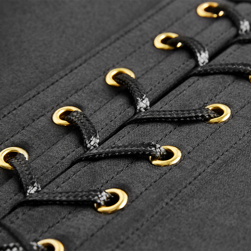 Black Underbust Corset & Leather Nipple Pasties