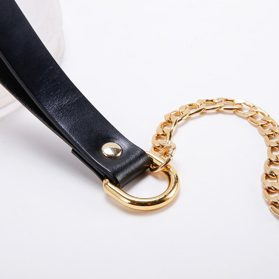 Luxury Chain Leash with Italian Leather Handle