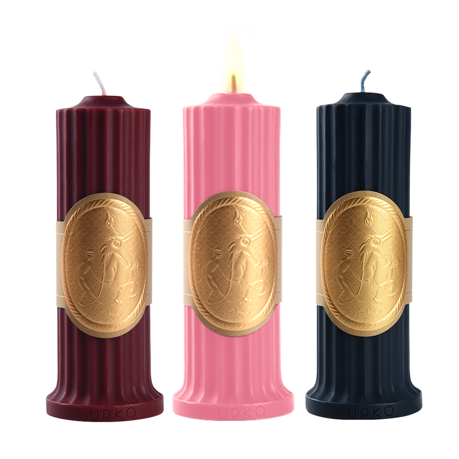 Premium Paraffin Low-temperature Wax Candle Trio Pink, Red & Blue for BDSM Play